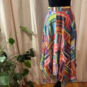 Ranna Gill Colorful Striped Asymmetrical Skirt